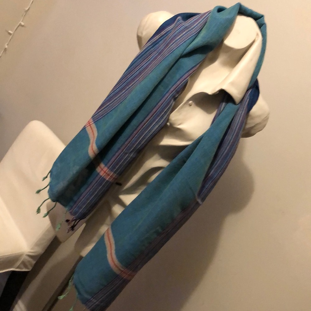 Navy/Turquoise lightweight scarf